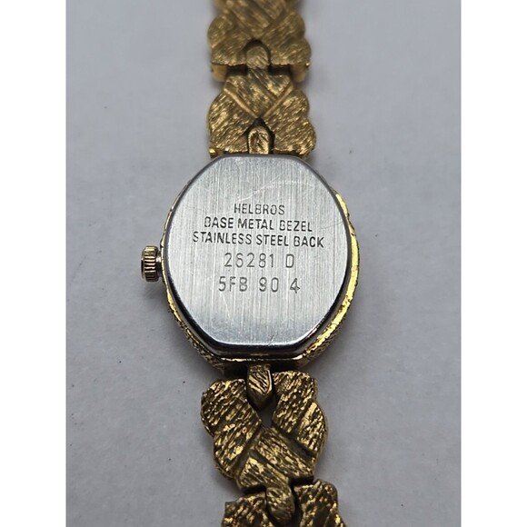 Womens Vintage Helbros Watch 16mm Gold Tone Oval Foil New Battery Bracelet - Picture 9 of 9